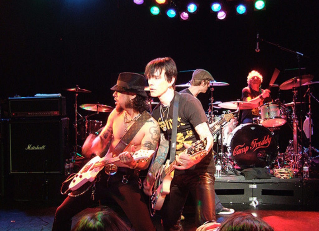 Billy Morrison in Camp Freddie with Dave Navarro, Chris Chaney and Matt Sorum - Photo by Cyril Rickelton-Abdi