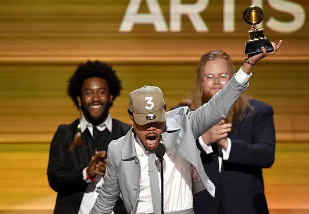Chance the Rapper accepts the Best New Artist artist award onstage during The 59th GRAMMY Awards at STAPLES Center on February 12, 2017 in Los Angeles, California. Photo courtesy GRAMMY.org