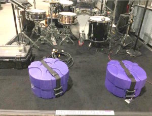 Drums and equipment are lined up and ready for their cue – Photo courtesy The Recording Academy