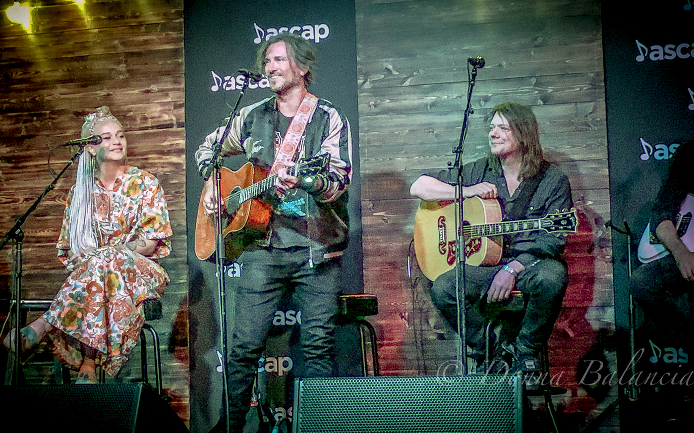 Butch Walker, flanked by Sarah Hudson and Dave Pirner - Photo © 2017 Donna Balancia