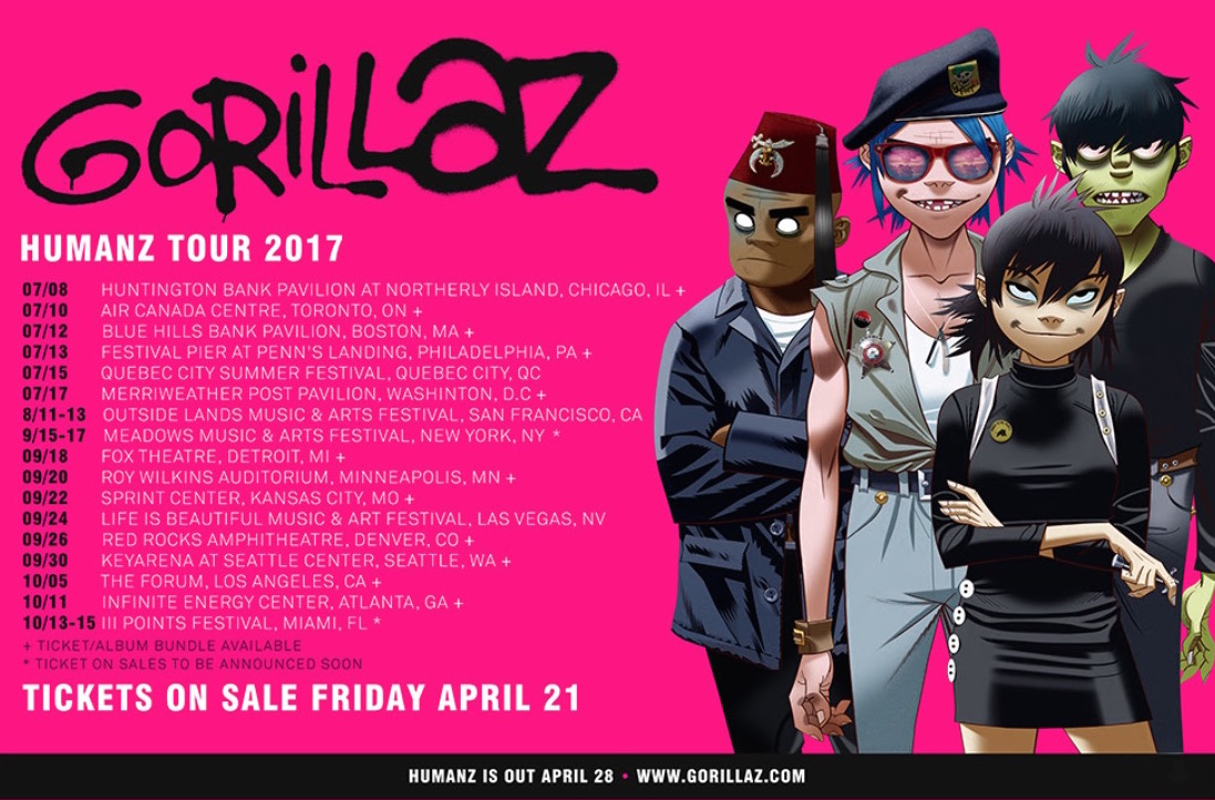 Gorillaz Announce Massive North American ‘Humanz’ Tour With Stops At ...