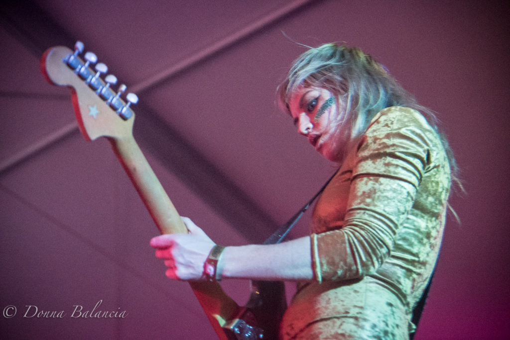 Lindsey Troy of Deap Vally rips it up at Desert Days - Photo © 2017 Donna Balancia