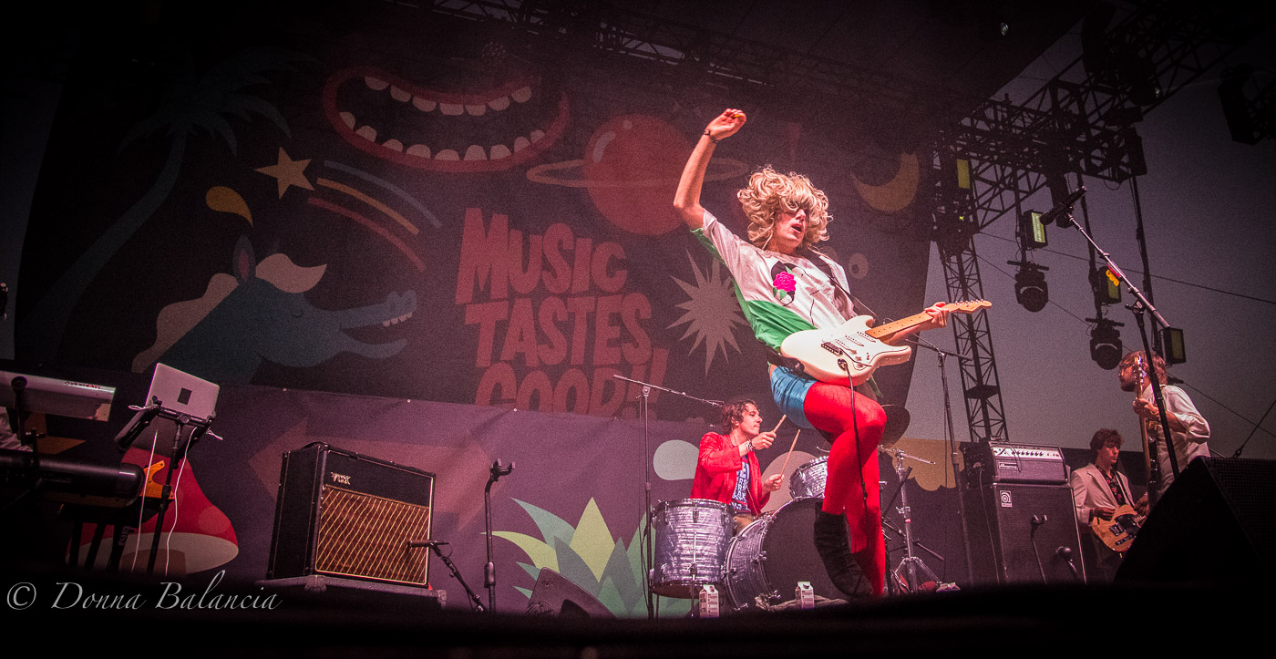 Kevin Barnes of of Montreal rips it at Music Tastes Good in Long Beach - Photo by Donna Balancia