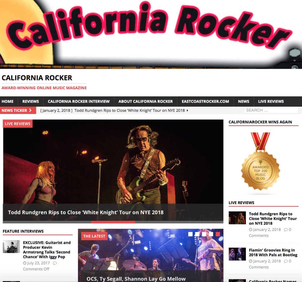 Feedspot Names CaliforniaRocker.com to Top Music Blogs - Blog created and designed by Donna Balancia