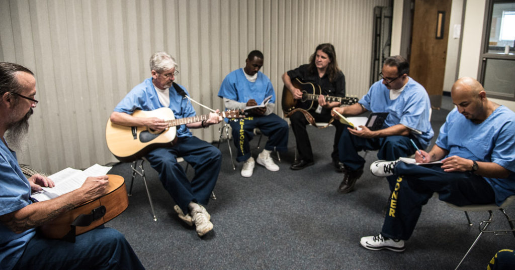 Jason Heath teaches music to those behind the prison walls - Photo © 2018 Donna Balancia