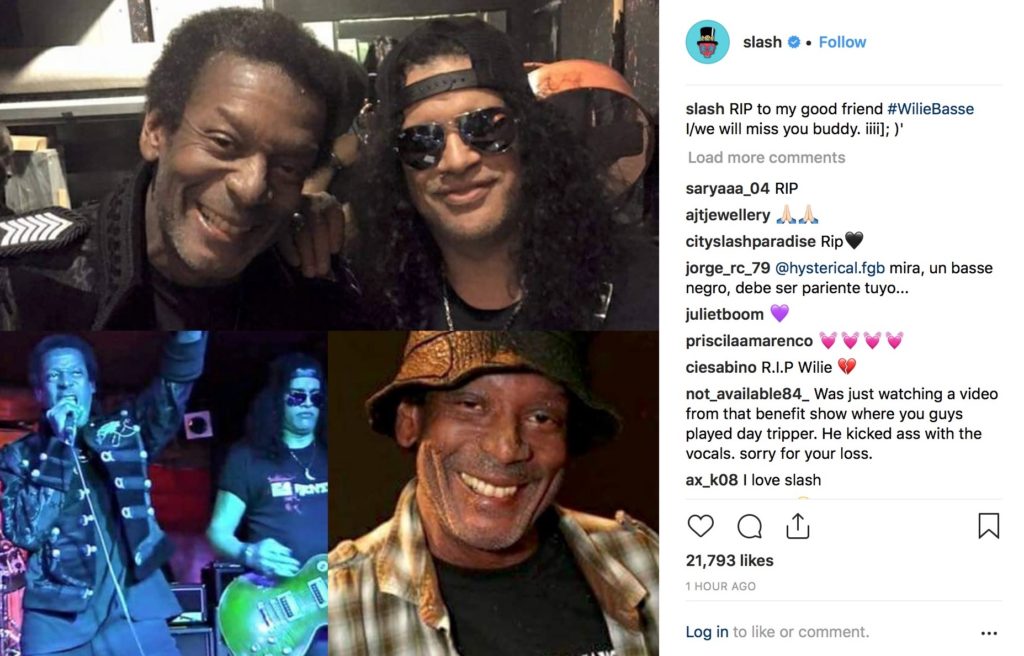 Slash pays tribute to friend Willie Basse on Instagram - Courtesy photo