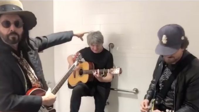 Mike Campbell hosts Neil Finn and Eddie Vedder in the bathroom - Courtesy image