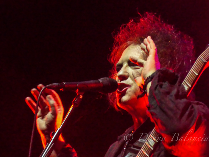 Robert Smith smiles during The Cure performance at Pasadena Daydream - Photo by Donna Balancia