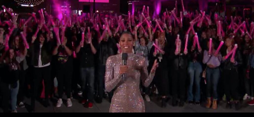Ciara and Jonas Brothers fans decked in T-Mobile colors - Courtesy ABC