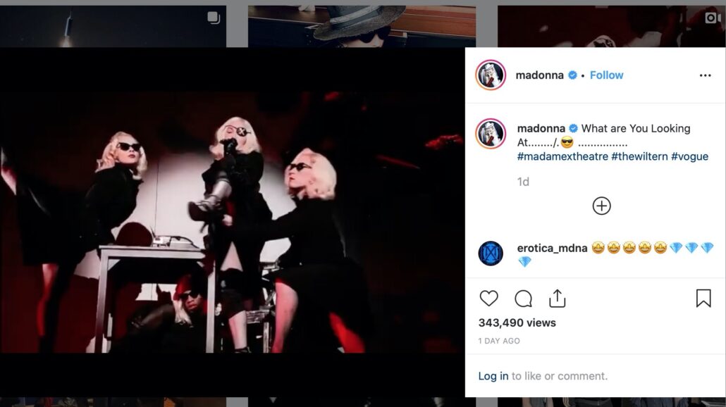 Madonna Strikes a Pose at The Wiltern during Madame X - Courtesy Madonna IG