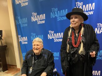 Don Wilson of The Ventures and Joni Mitchell accept awards at NAMM - Photos by Staci Wilson