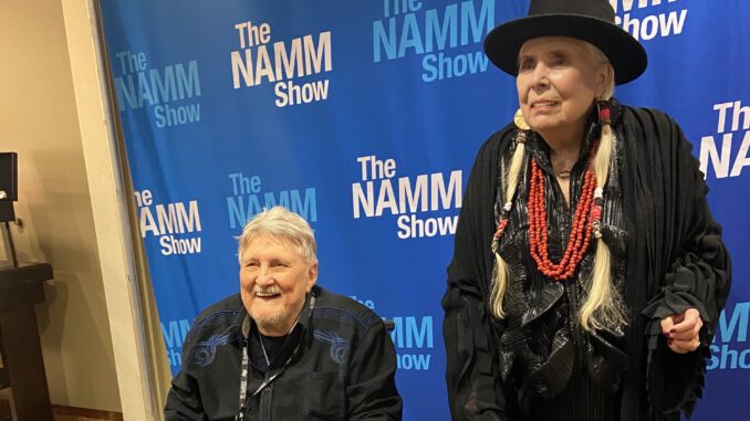 Don Wilson of The Ventures and Joni Mitchell accept awards at NAMM - Photos by Staci Wilson