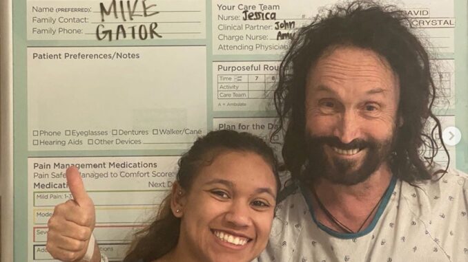 Mike Campbell in hospital - Courtesy