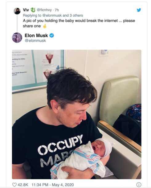 Musk and baby - Courtesy Musk Twitter