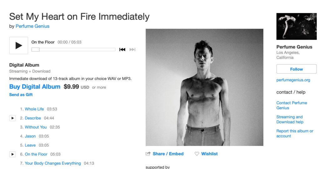 Perfume Genius on Bandcamp - Courtesy