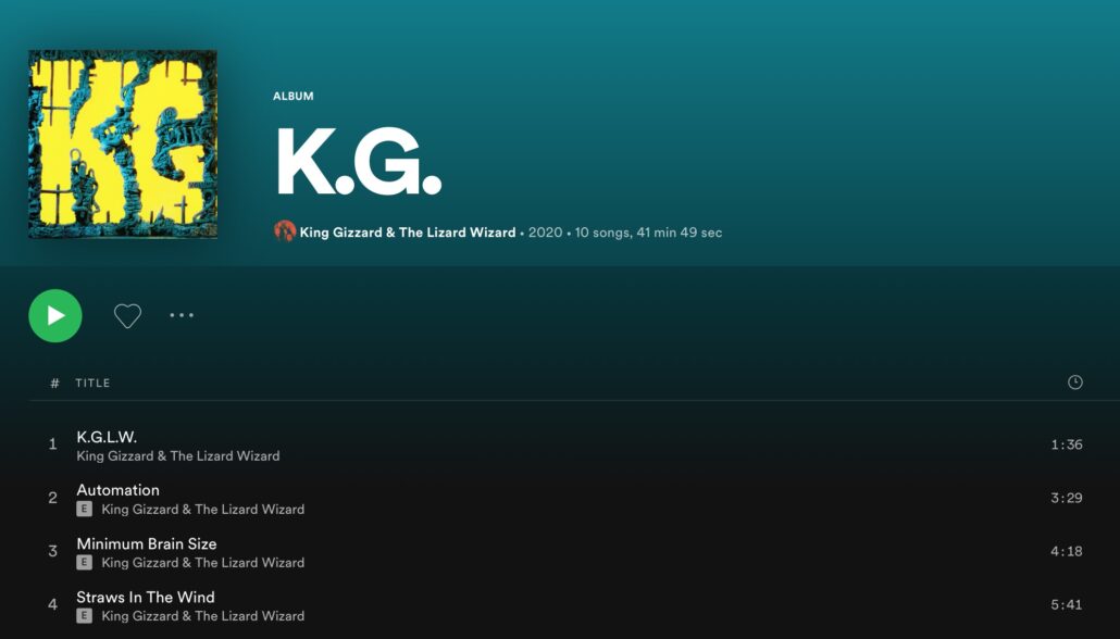 KG album King Gizz