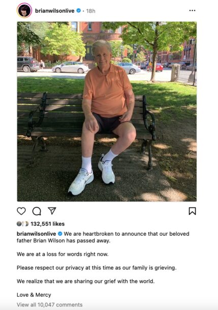 Instagram Brian Wilson family